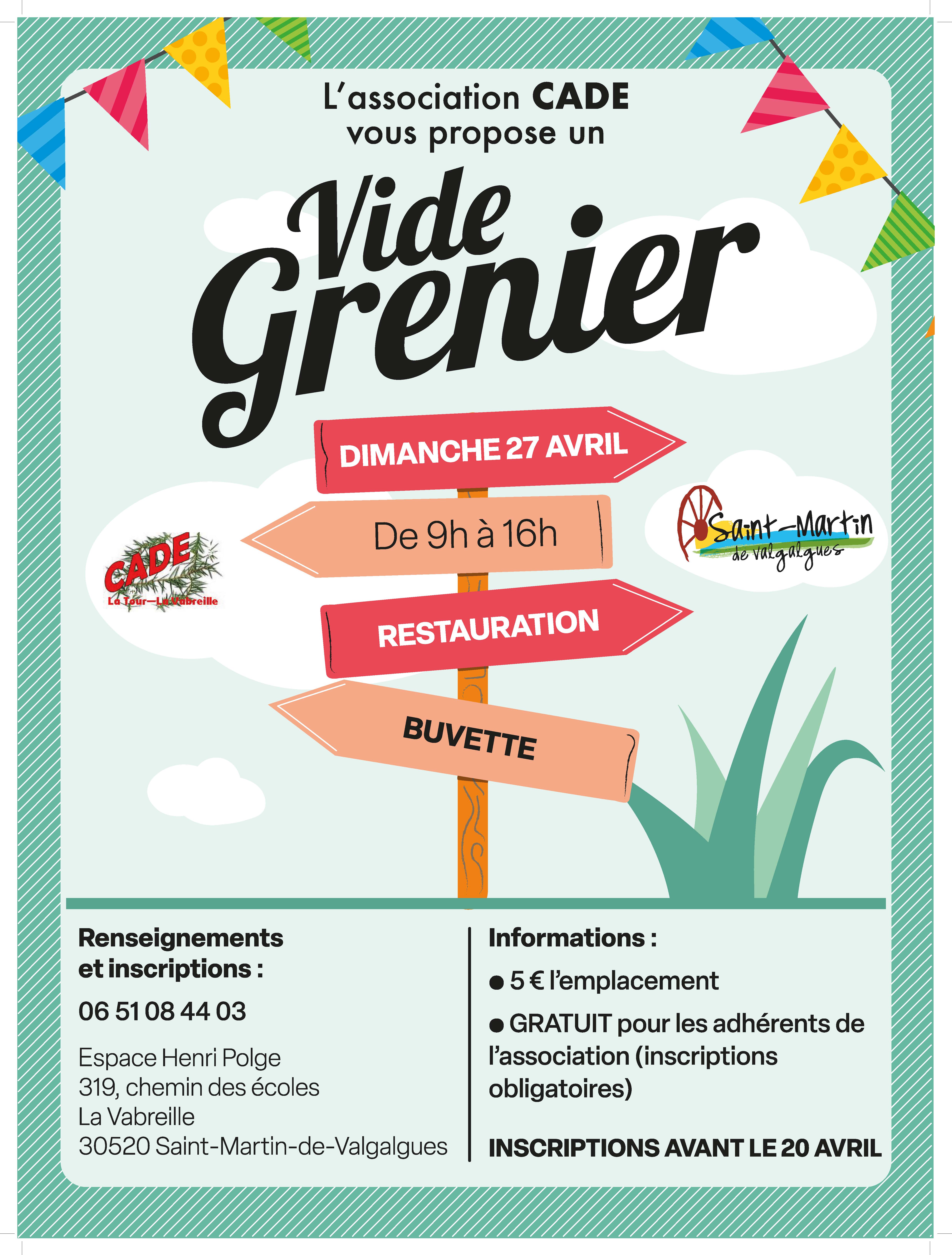 Vide Grenier du CADE – 27 avril 2025
