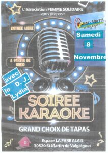 Lire la suite à propos de l’article Soirée Karaoké de l’Union des Femmes Solidaires – 8 Novembre 2025