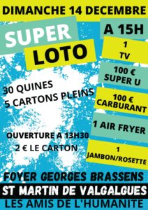 Lire la suite à propos de l’article Loto Les Amis de l’Humanité – 14 décembre 2025