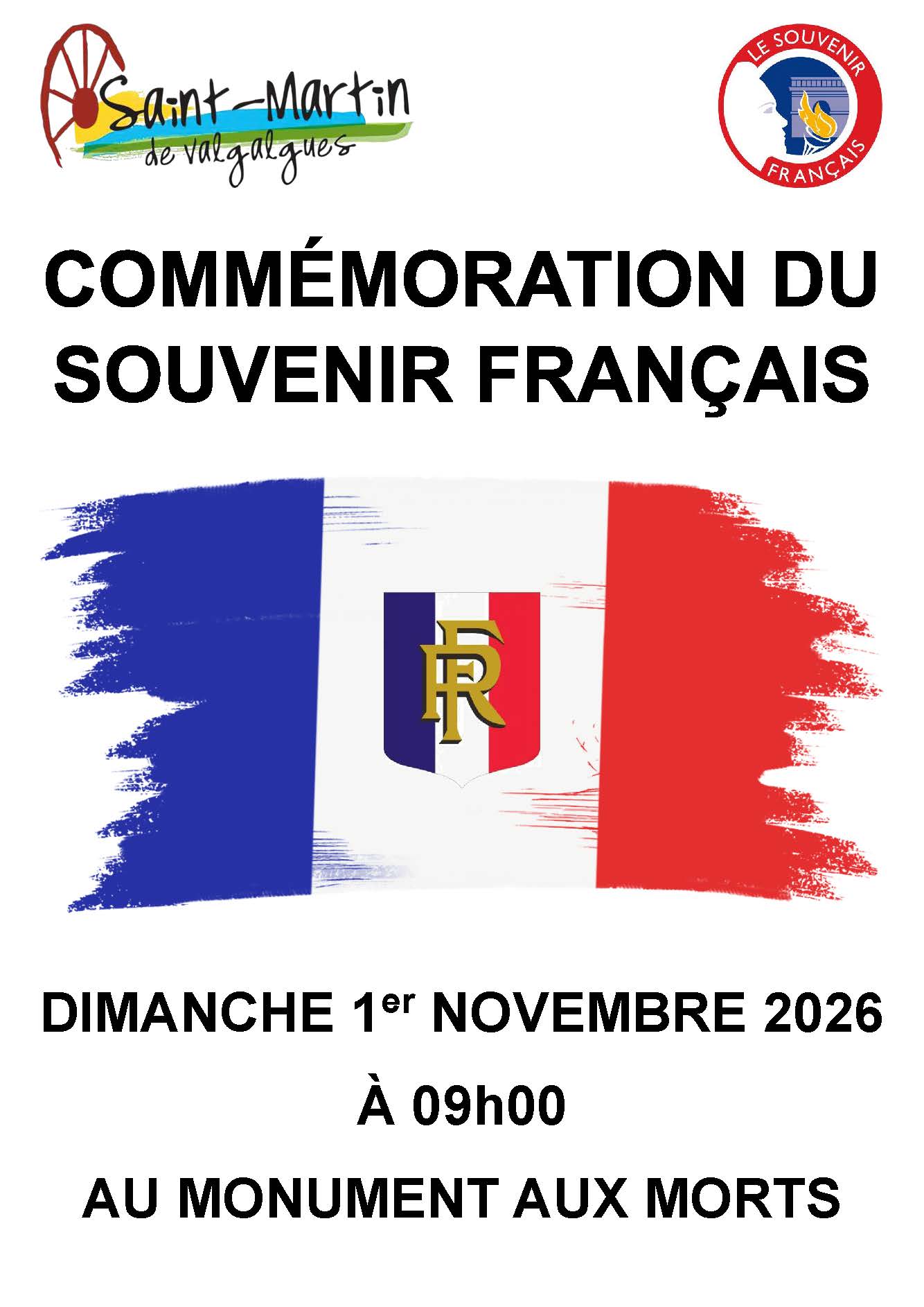 Commémoration du Souvenir Français – 01/11/2026